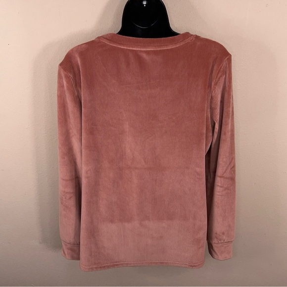 Medium Soma Mauve Pink Peachy Ribbed Velour Sweatshirt Loungewear Casual - Picture 4 of 14